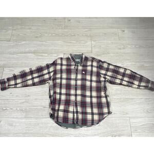 Burberry Men's Beige Plaid Cotton Casual Vintage Dress Shirt XL $248